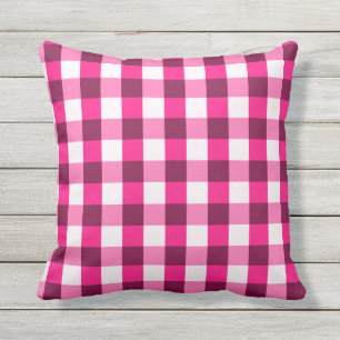 Hot Pink Gingham Patroon Buitenkussen