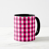 Hot Pink Gingham Patroon Mok (Voorkant rechts)
