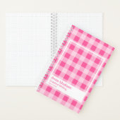 Hot Pink Gingham Plaid Transparent Frame Notebook Notitieboek (Binnen)