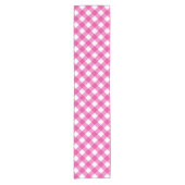 Hot Pink Gingham Pset Patroon Korte Tafelloper (Voorkant)