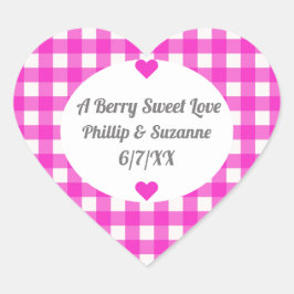 Hot Pink Gingham Wedding Favor Jelly Jar Labels