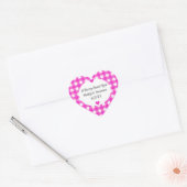 Hot Pink Gingham Wedding Favor Jelly Jar Labels (Envelop)