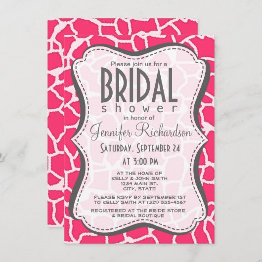 Hot Pink Giraffe Animal Print Kaart (Voorkant / Achterkant)