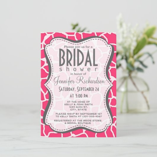 Hot Pink Giraffe Animal Print Kaart (Staand voorkant)