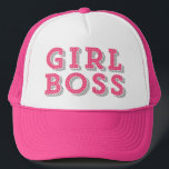 Hot Pink Girl Boss Quote Retro Marquee Trucker Pet<br><div class="desc">Een leuk en stijlvol pet met hete roze retro marquee typografie "Girl Boss". Dit ontwerp is beschikbaar in andere producten.</div>