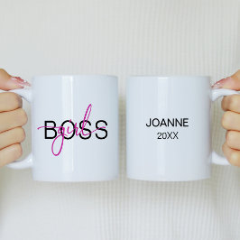 Hot Pink Girl Boss  Tweekleurige Koffiemok