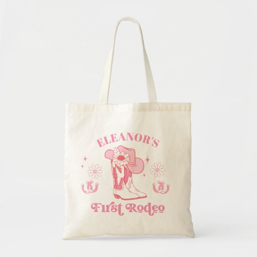 Hot Pink Girls Eerste Rodeo 1e Verjaardag Tote Bag (Voorkant)