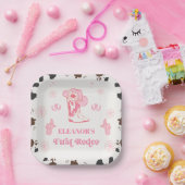 Hot Pink Girls Eerste Rodeo 1e Verjaardagsfeest Papieren Bordje (Feest)