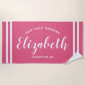 Hot-Pink Girls Weekend Persoonlijke naam Strandlaken (Voorkant)