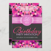 Hot Pink Girly 50ste verjaardag Uitnodigingen (Voorkant / Achterkant)
