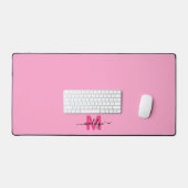 Hot Pink Girly Moderne naam Monogram Bureaumat (Keyboard & Muis)