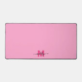 Hot Pink Girly Moderne naam Monogram Bureaumat (Voorkant)