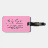 Hot Pink Girly Monogram Naam Bagagelabel (Achterkant horizontaal)