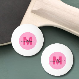 Hot Pink Girly Monogram Naam Pingpongbal