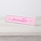 Hot Pink Girly Signature Bureau Naambordje (Voorkant)