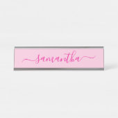 Hot Pink Girly Signature Bureau Naambordje (Voorkant)