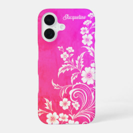 Hot Pink Glam Floral Swirl iPhone 16 Hoesje