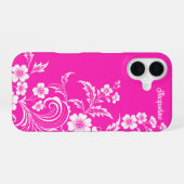Hot Pink Glam Floral Swirl iPhone 16 Hoesje (Achterkant horizontaal)