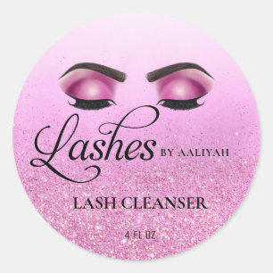 Hot Pink Glam Glitter Lash Bath Shampoo Cleanser Ronde Sticker