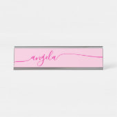 Hot Pink Glam-handtekening Bureau Naambordje (Voorkant)