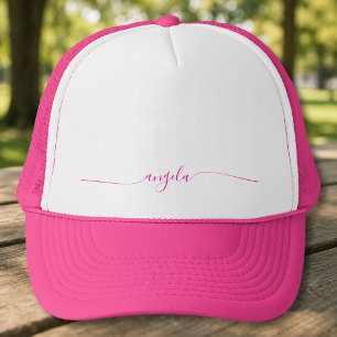 Hot Pink Glam Handtekening Naam Trucker Pet