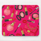 Hot Pink Glam Makeup Mouse Pad Muismat (Voorkant)