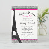 Hot Pink Glam Paris Vrijgezellenfeest Kaart (Staand voorkant)