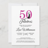 Hot Pink Glitter 50 Uitstekend | 50ste verjaardag Kaart (Voorkant)