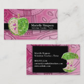 Hot Pink Glitter Apple Substitueert leraar Tutor Visitekaartje (Voorkant / Achterkant)