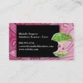 Hot Pink Glitter Apple Substitueert leraar Tutor Visitekaartje (Achterkant)