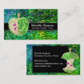 Hot Pink Glitter Apple Substitueert leraar Tutor Visitekaartje (Voorkant / Achterkant)