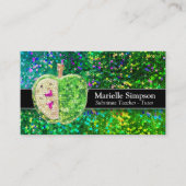 Hot Pink Glitter Apple Substitueert leraar Tutor Visitekaartje (Voorkant)