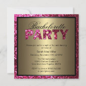 Hot Pink Glitter Bachelorette Party Uitnodiging (Voorkant)