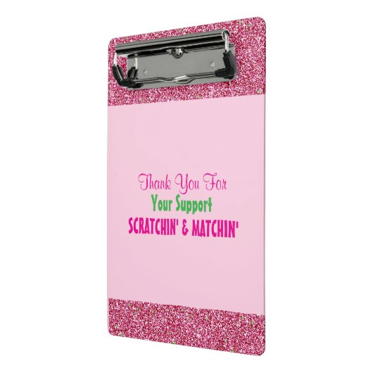 Hot Pink Glitter Bedankt voor Scratch Offs Mini Klembord (Angled2)
