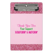 Hot Pink Glitter Bedankt voor Scratch Offs Mini Klembord (Voorkant)