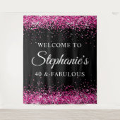 Hot Pink Glitter Black 40 & Fabulous Welcome Wandkleed (Voorkant)