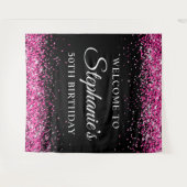Hot Pink Glitter Black 50th Birthday Welcome Wandkleed (Voorkant (horizontaal))