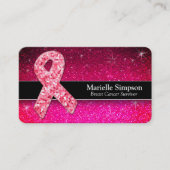 Hot Pink Glitter Breast Cancer Survivor Coach BRCA Visitekaartje (Voorkant)