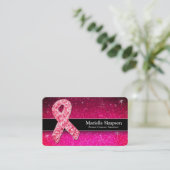 Hot Pink Glitter Breast Cancer Survivor Coach BRCA Visitekaartje (Staand voorkant)