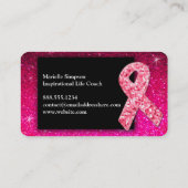 Hot Pink Glitter Breast Cancer Survivor Coach BRCA Visitekaartje (Achterkant)