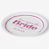 Hot Pink Glitter bruid en diamanten Papieren Bordje (Gekanteld)