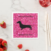 Hot Pink Glitter Dachshund Paper Napkins Servet (Insitu)