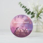 Hot Pink Glitter Disco Ball Party Graduation Kaart (Staand voorkant)