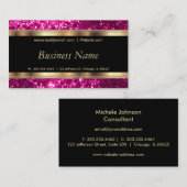 Hot Pink Glitter en Elegant Gold Visitekaartje (Voorkant / Achterkant)