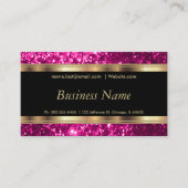 Hot Pink Glitter en Elegant Gold Visitekaartje (Voorkant)