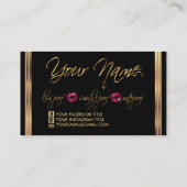 Hot Pink Glitter en Gold Visitekaartje (Achterkant)