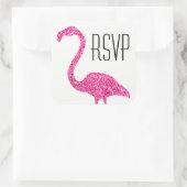 Hot Pink Glitter Flamingo RSVP Vierkante Sticker (Tas)