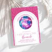 Hot Pink Glitter Galentine's Day Brunch Kaart