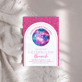 Hot Pink Glitter Galentine's Day Brunch Kaart