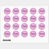 Hot Pink Glitter gepersonaliseerd Afstuderen Ronde Sticker (Vel)